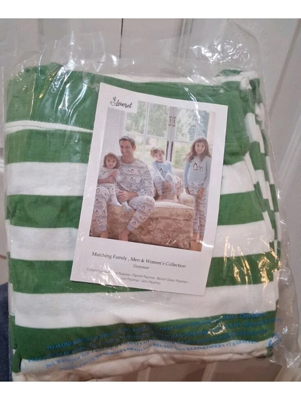 Leveret Mens Green White XL 2 Piece Pajama Set Matching Family Christmas Holiday